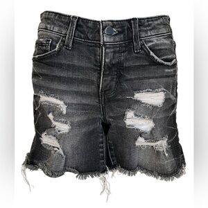 BUCKLE BLACK DARK WASH DENIM SHORTS